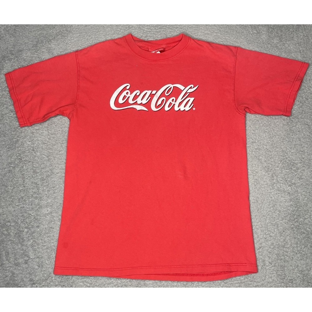 Vtg Everything Coca Cola Graphic T-Shirt Mens‎ M Short Sleeve Red Logo Spell Out